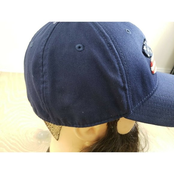 Under Armour Large XL Flex Fitted Hat UA American Flag Logo Embroidered Blue - Picture 7 of 10